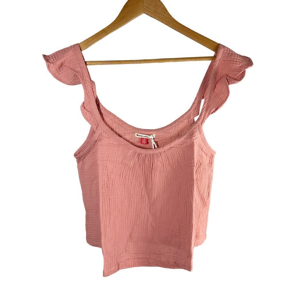Marine Layer Jude Flutter Sleeveless Summer Tank Rosette Size Large Cotton